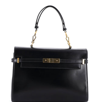 Saint Laurent Manhattan Top Handle Flap Bag Leather Medium