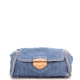 Prada Chain Flap Shoulder Bag Denim Medium
