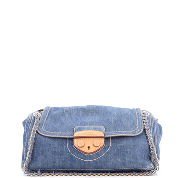Prada Chain Flap Shoulder Bag Denim Medium