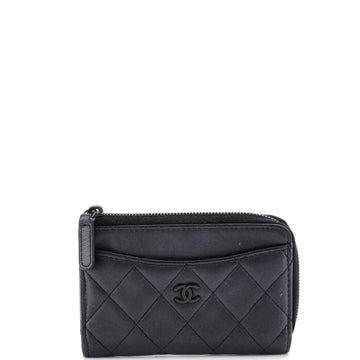 Chanel So Black Zip Around Card Holder Quilted Lambskin