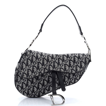 Christian Dior Vintage Saddle Bag Diorissimo Canvas Medium