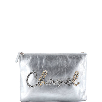 Chanel Chain Signe O Case Clutch Calfskin Medium