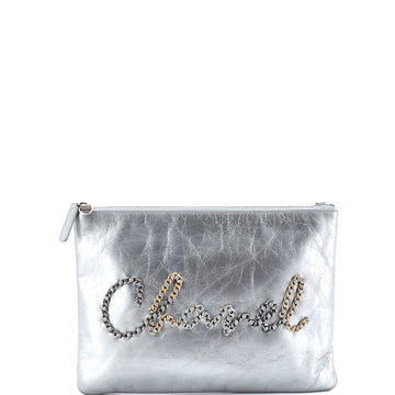 Chanel Chain Signe O Case Clutch Calfskin Medium