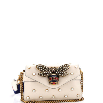 Gucci Broadway Pearly Bee Shoulder Bag Embellished Leather Mini