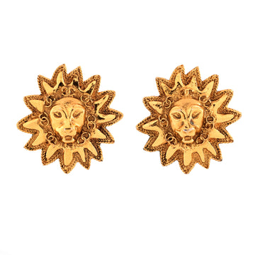 Chanel Vintage Leo Lion Sun Clip On Earrings Metal