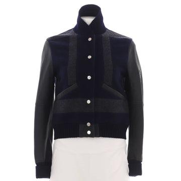 Hermes Women's Colorblock Bomber Jacket Leather with Cashmere Blend
