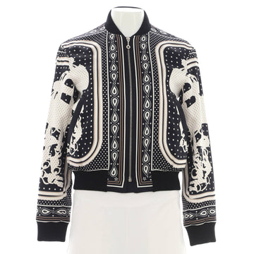 Hermes Women's Zip Bomber Jacket Printed Silk