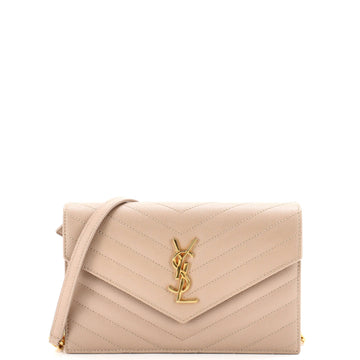 Saint Laurent Classic Monogram Wallet on Chain Matelasse Chevron Leather Small