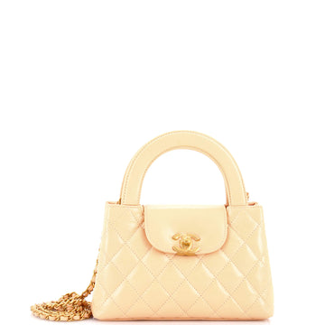 Chanel Kelly Top Handle Shopping Bag Quilted Shiny Aged Calfskin Mini