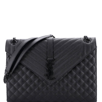 Saint Laurent Classic Monogram Envelope Satchel Mixed Matelasse Leather Large
