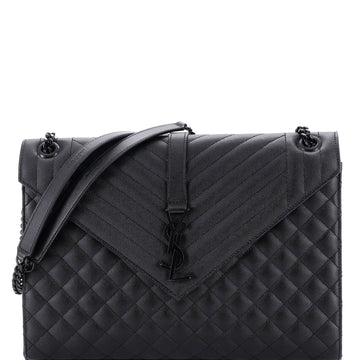 Saint Laurent Classic Monogram Envelope Satchel Mixed Matelasse Leather Large