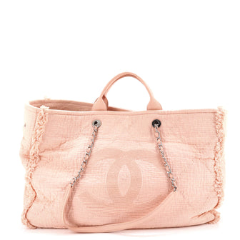 Chanel Double Face Deauville Tote Fringe Quilted Canvas Large
