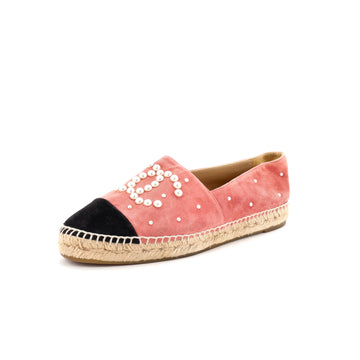 Chanel Women's CC Cap Toe Espadrilles Embellished Suede