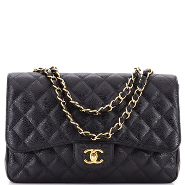 Chanel Classic Single Flap Bag Quilted Caviar Jumbo