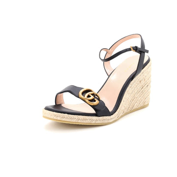 Gucci Women's GG Marmont Wedge Espadrille Sandals Leather