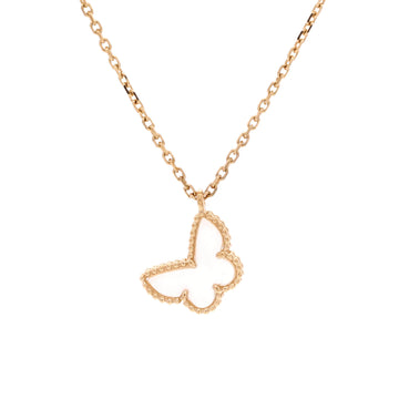 Van Cleef & Arpels Sweet Alhambra Butterfly Pendant Necklace 18K Yellow Gold and Mother of Pearl