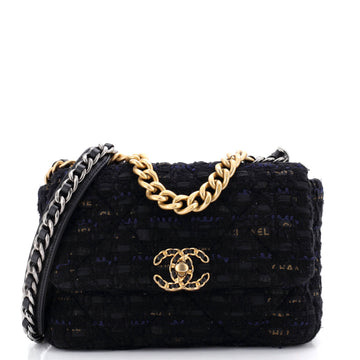 Chanel 19 Flap Bag Quilted Tweed and Ribbon Medium