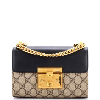 Gucci Padlock Shoulder Bag GG Coated Canvas and Leather Small