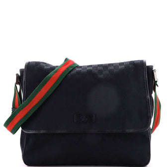 Gucci Web Strap Flap Messenger GG Canvas Medium