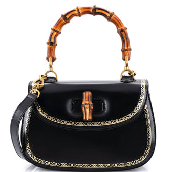 Gucci Bamboo Web Top Handle Bag Printed Leather Medium