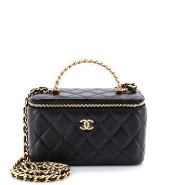 Chanel Resin Chain Top Handle Vanity Case with Chain Quilted Lambskin Small