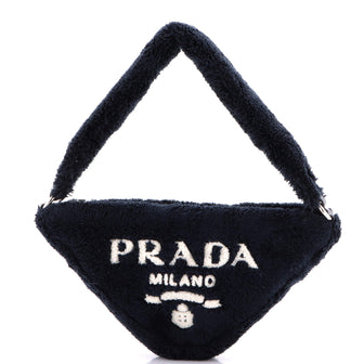 Prada Triangle Top Handle Pouch Bag Terry Cloth Mini