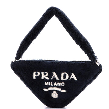 Prada Triangle Top Handle Pouch Bag Terry Cloth Mini
