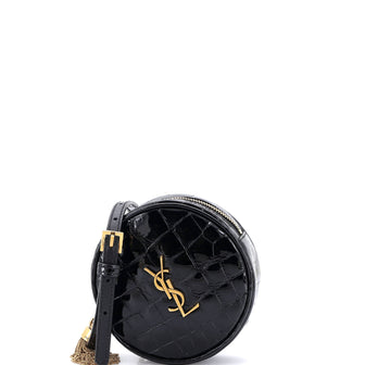 Saint Laurent Vinyle Round Camera Bag Crocodile Embossed Patent