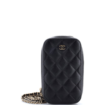 Chanel Zip Around Phone Case with Chain Quilted Caviar