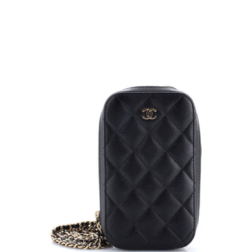 Chanel Zip Around Phone Case with Chain Quilted Caviar