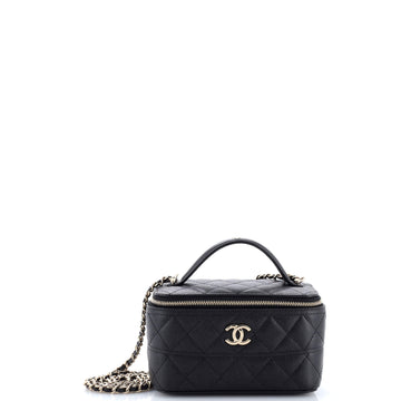 Chanel Long Vanity with Chain Quilted Caviar Mini
