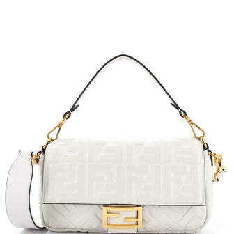 Fendi Baguette NM Bag Zucca Embossed Leather Medium