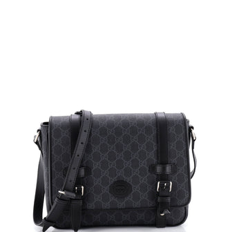 Gucci Interlocking G Patch Messenger Bag GG Coated Canvas with Leather Medium