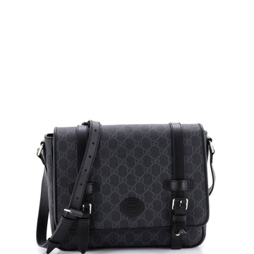 Gucci Interlocking G Patch Messenger Bag GG Coated Canvas with Leather Medium