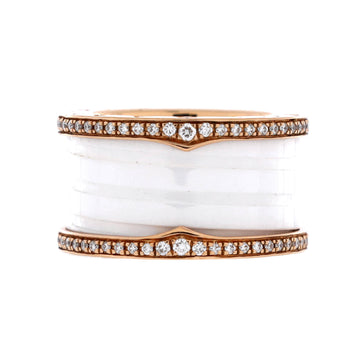 Bvlgari B.Zero1 Three Band Ring 18K Rose Gold and Ceramic with Diamonds