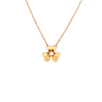 Van Cleef & Arpels Frivole Pendant Necklace 18K Yellow Gold and Diamond Mini