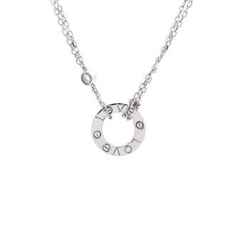 Cartier 2 Diamonds Love Pendant Necklace 18K White Gold with Diamonds