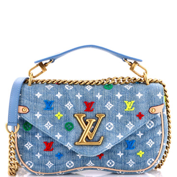 Louis Vuitton New Wave Chain Bag Monogram Embroidered Quilted Denim MM