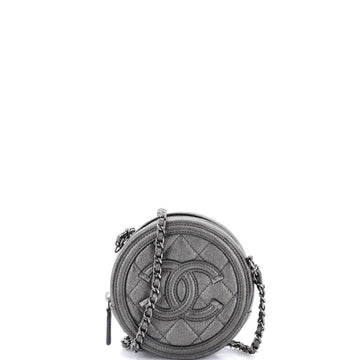 Chanel Filigree Round Clutch with Chain Quilted Caviar Mini