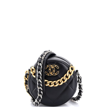 Chanel 19 Round Clutch with Chain Quilted Leather