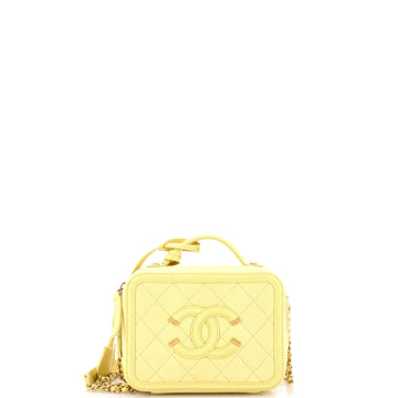 Filigree Vanity Case Quilted Caviar Small