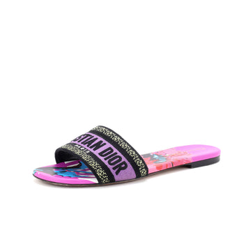 Christian Dior Women's Dway Flat Sandals Embroidered Canvas