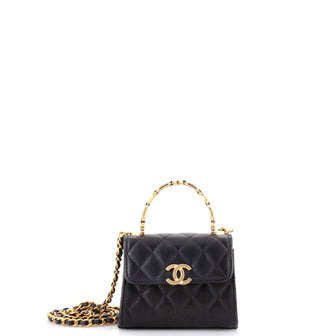 Chanel Coco Enamel Top Handle Flap Bag Quilted Lambskin Small