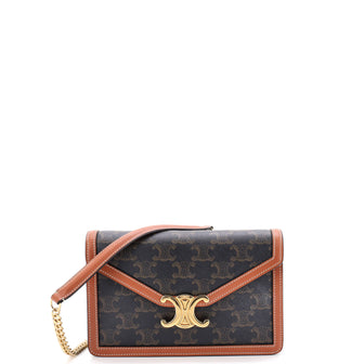Celine Triomphe Envelope Wallet on Chain Triomphe Coated Canvas
