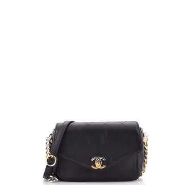 Chanel Two Tone Envelope Flap Bag Quilted Calfskin Small
