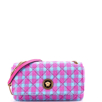 Versace Medusa Icon Chain Flap Bag Quilted Tweed East West
