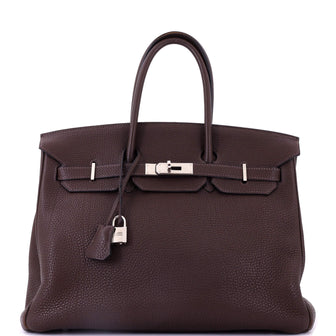 Hermes Birkin Handbag Brown Togo with Palladium Hardware 35