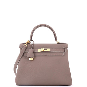 Hermes Kelly Handbag Grey Togo with Gold Hardware 28