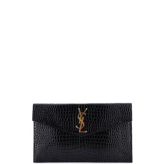 Saint Laurent Uptown Pouch Crocodile Embossed Leather