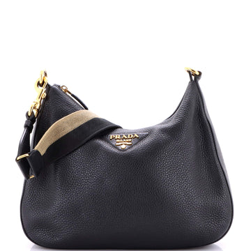 Prada Logo Strap Shoudler Bag Leather Medium